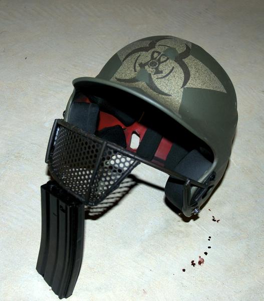 Baseball helmet turned airsoft helmet